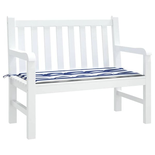 vidaXL Patio Bench Cushion Blue&White Stripe 39.4x19.7x1.6" Oxford Fabric