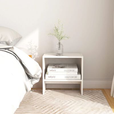 vidaXL Bedside Cabinet White 15.7"x12"x15.7" Solid Wood Pine