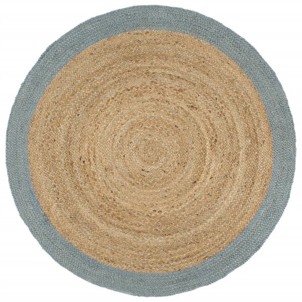 vidaXL Area Rug Brown and olive green 100% jute 94.5 in diameter Tough
