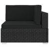 vidaXL Corner Seat Black PE rattan, powder-coated steel, polyester Small