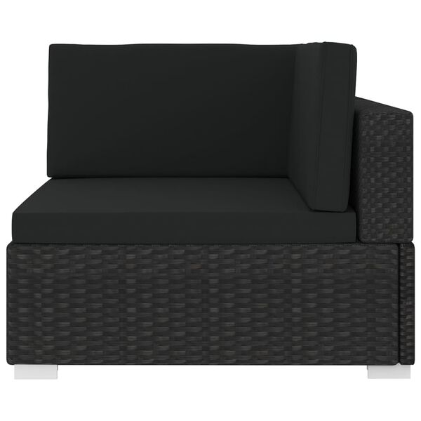 vidaXL Corner Seat Black PE rattan, powder-coated steel, polyester Small