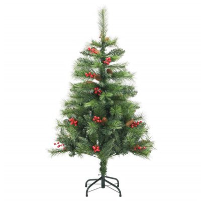 vidaXL Artificial Hinged Christmas Tree with Cones and Berries 47.2"