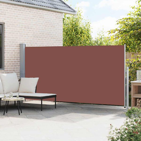 vidaXL Side Awning Brown Steel 63 x 196.9 in Retractable