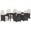 vidaXL Garden Dining Set with Cushion 7 pcs Black Poly Rattan