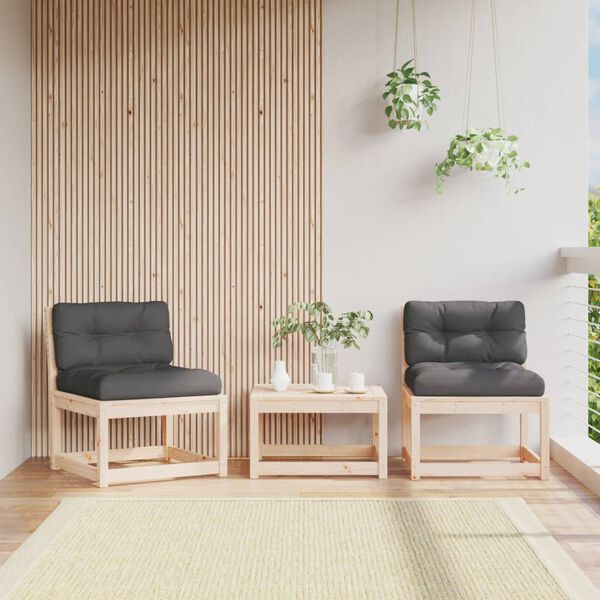 vidaXL Garden Sofa Set of 2 Anthracite Solid Pine Wood Medium Modular