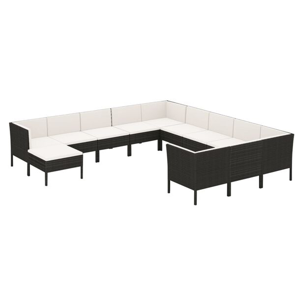 vidaXL Garden Lounge Set Black, Cream White