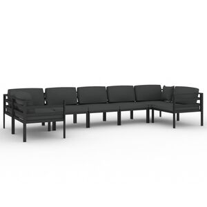 vidaXL Garden Lounge Set Anthracite Aluminum, Polyester Large Modular