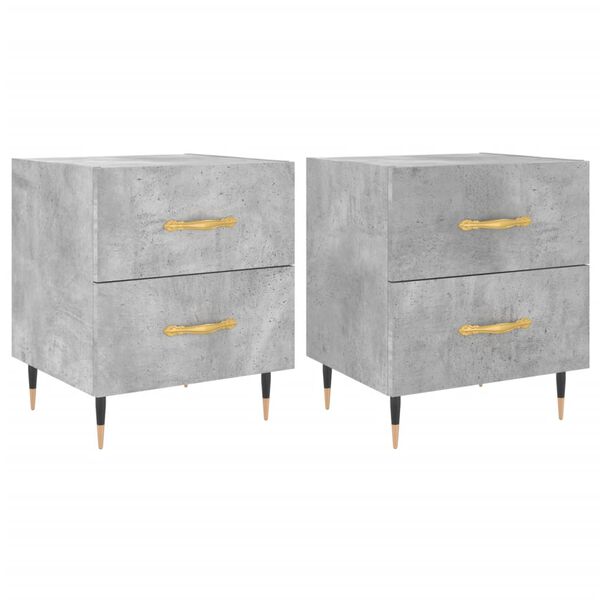 vidaXL Bedside Cabinet Set of 2 Concrete grey Engineered wood, iron