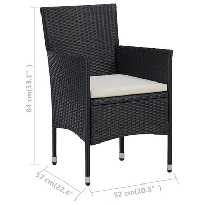 vidaXL Patio Dining Chairs 2pcs Poly Rattan Black