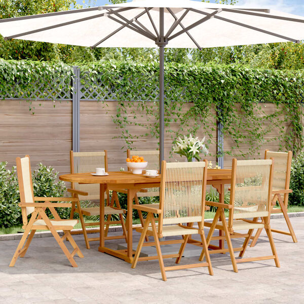 vidaXL Garden Dining Set Beige Polypropylene and solid acacia wood Large