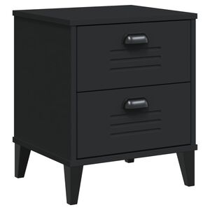 vidaXL Bedside Table Black Engineered wood, plastic Medium Bedside Table