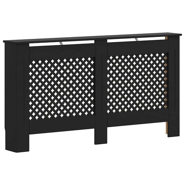 vidaXL Radiator Cover Black 59.8"x7.5"x32.1" MDF