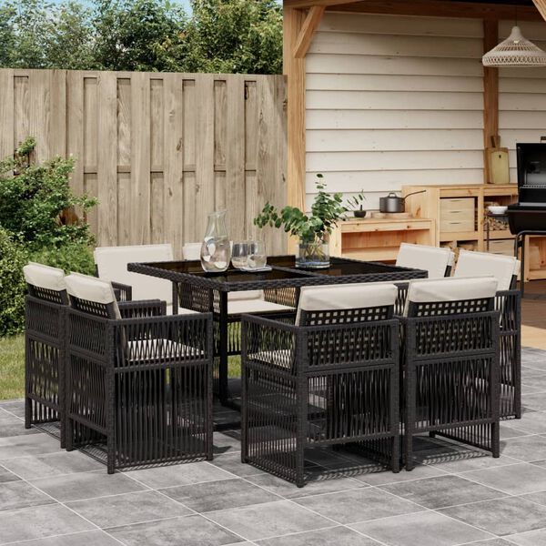 vidaXL Garden Dining Set Mix beige and black, Light grey