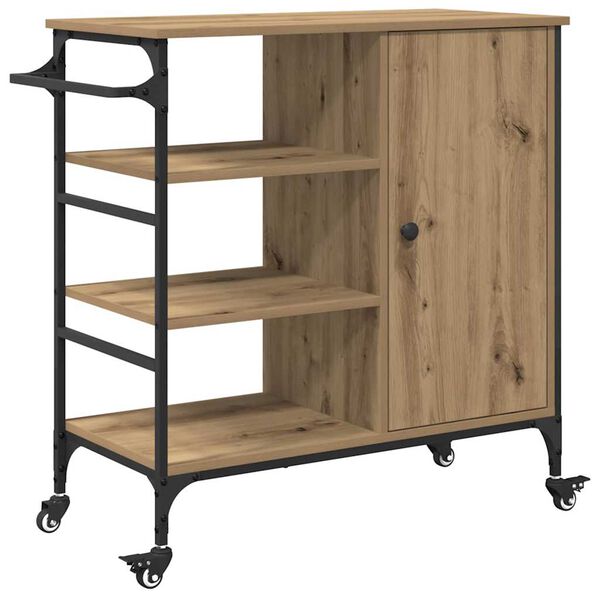 vidaXL Kitchen Trolley Artisan oak and Black 87.5 x 38.5 x 84.5 cm