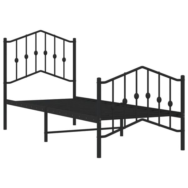 vidaXL Bed Frame Black Powder-Coated Steel Small Single Bed Frame