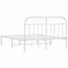vidaXL Bed Frame White Powder-Coated Steel 55.1 x 78.7 in Tough