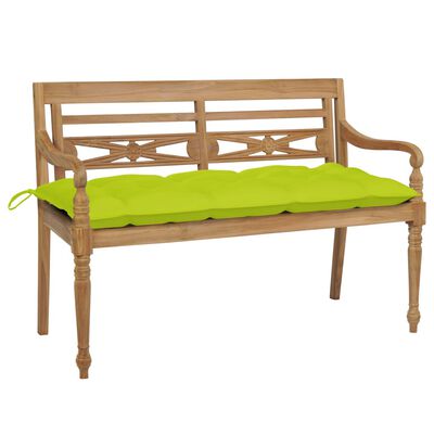 vidaXL Batavia Bench with Bright Green Cushion 47.2" Solid Teak Wood