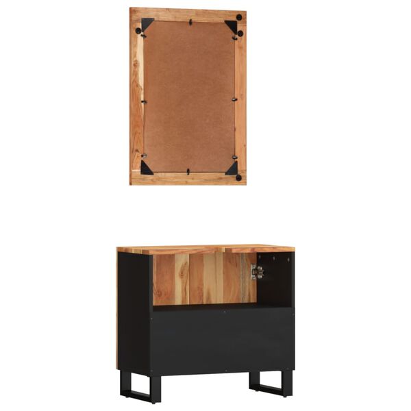 vidaXL Bathroom Furniture Set Natural Wood, Black