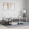 vidaXL Bed Frame White Powder-coated steel Full Bed Frame Rectangular