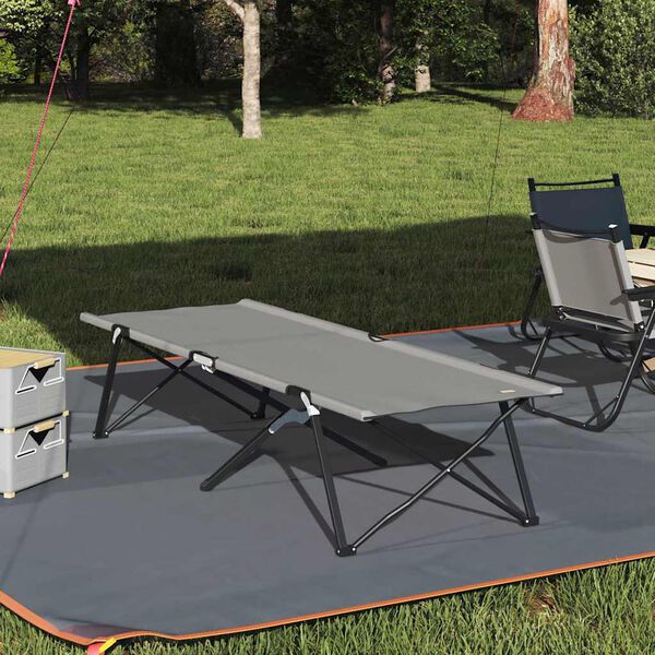 vidaXL Folding Camping Bed Folding Grey 81.10 x 29.92 x 29.13 in