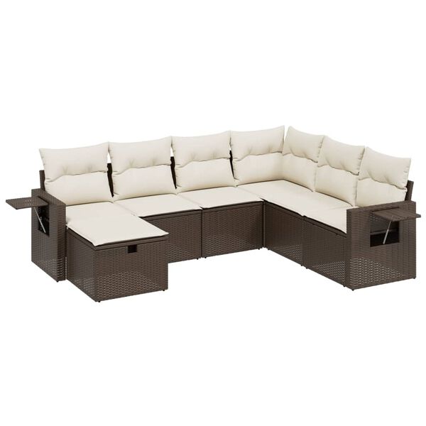 vidaXL Garden Sofa Set Brown Poly Rattan, Steel Large Modular