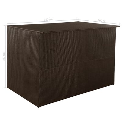 vidaXL Patio Storage Box Brown 59"x39.4"x39.4" Poly Rattan