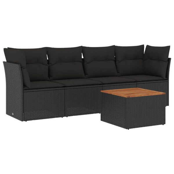 vidaXL Garden Sofa Set Black and brown