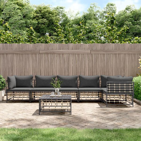 vidaXL Garden Lounge Set Anthracite Poly Rattan Large Modular