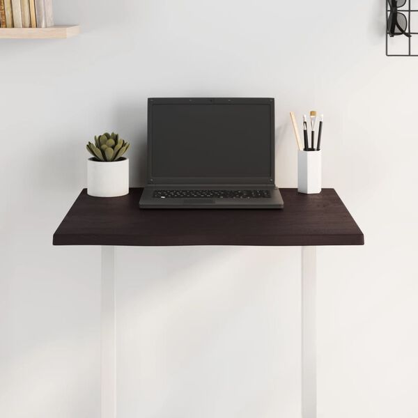 vidaXL Table Top Dark brown Solid oak wood 23.6 x 15.7 in Table Top