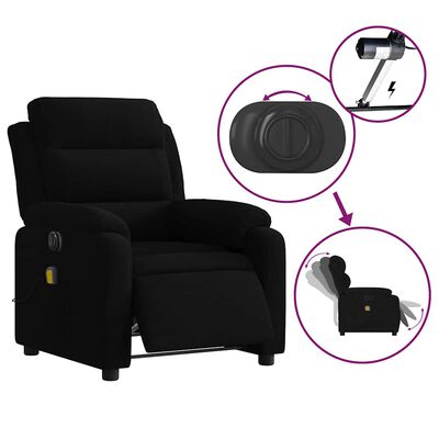 Armchair with diagram overlays showing mechanism and remote control usage; includes illustration of recline mechanism and chair in reclined position