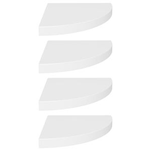 vidaXL Corner Shelf Set of 4 White Honeycomb MDF, Metal Medium