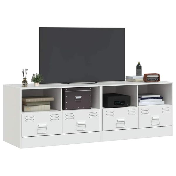 vidaXL TV Cabinet Set of 2 White Cold-rolled steel Medium TV Cabinet