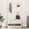 vidaXL Hall Tree White Solid pine wood, engineered wood Hall Tree
