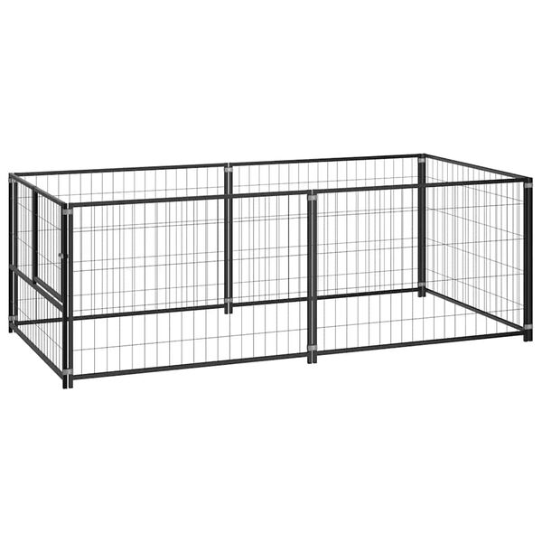 vidaXL Dog Kennel Black Steel 78.7x39.4x27.6 in Durable Dog Kennel