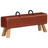vidaXL Gym Bench Brown Goat leather, Solid Acacia wood Compact Durable