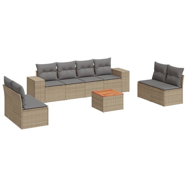 vidaXL Garden Sofa Set Beige PE rattan Medium Storage Garden Sofa Set