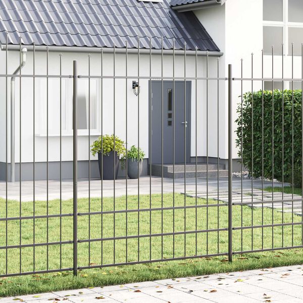 vidaXL Garden Fence 6 pcs Grey 66.93 x 88.58 in Powder-Coated Steel