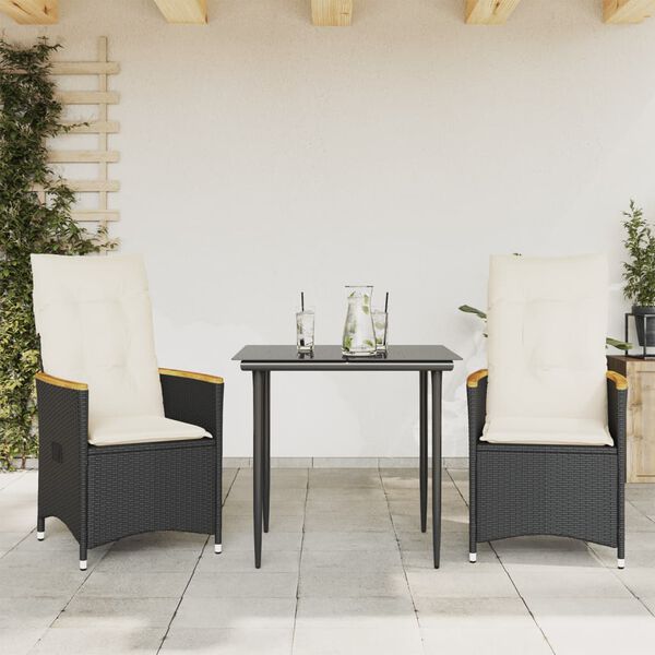vidaXL Reclining Garden Chair Set of 2 Black