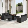 vidaXL Garden Sofa Set Height-Adjustable 9 pcs Black poly rattan