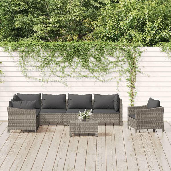 vidaXL Garden Lounge Set Grey PE Rattan Large Modular