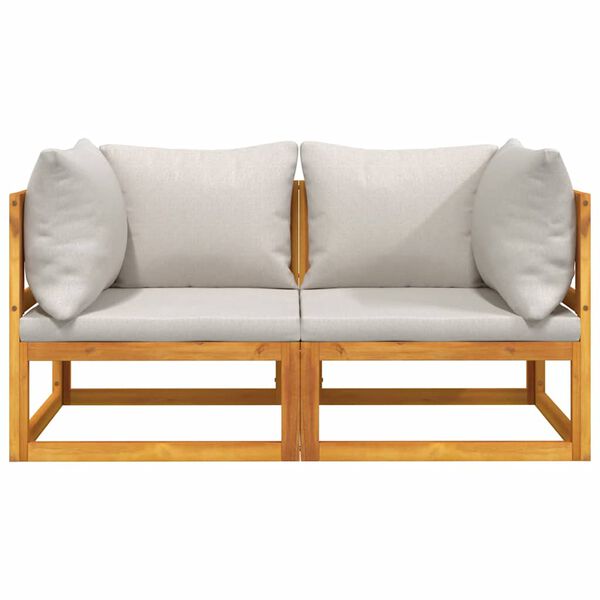 vidaXL Corner Sofa Light grey Solid acacia wood, Polyester Medium