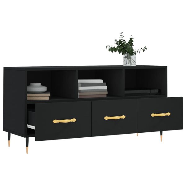 vidaXL TV Cabinet Black Engineered wood, iron 40.2 in wide TV Cabinet