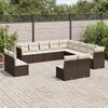vidaXL Garden Sofa Set Brown, Cream White PE rattan, Powder-coated steel