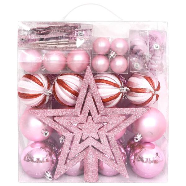vidaXL Christmas Bauble Set Pink, Red, White Plastic Various sizes