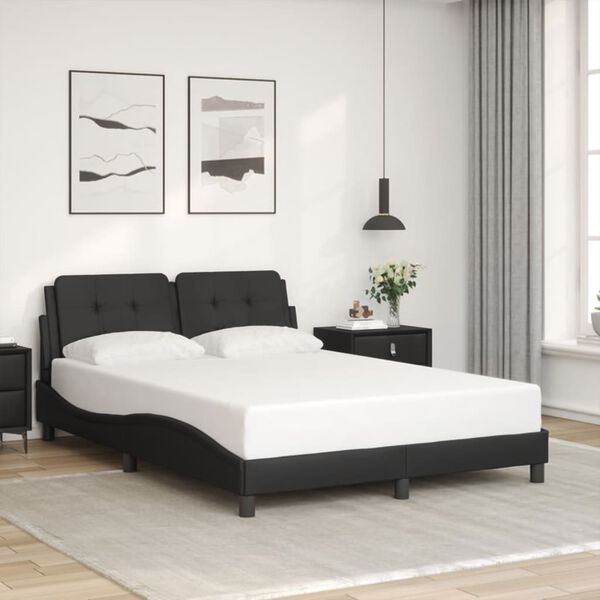vidaXL Bed Frame with LED without Mattress "Zadar" Black 53.9"x74.8"