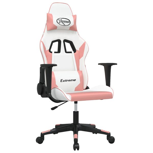 vidaXL Gaming Chair White and Pink Faux leather, metal, plywood Large