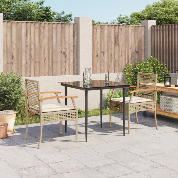 vidaXL Garden Dining Set Beige, Black, Cream White