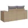 vidaXL Garden Sofa Beige Poly Rattan 2-Seater Adjustable Legs