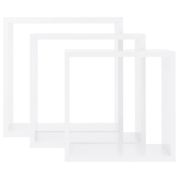 vidaXL Wall Cube Shelf Set of 3 White MDF Small Wall Cube Shelf