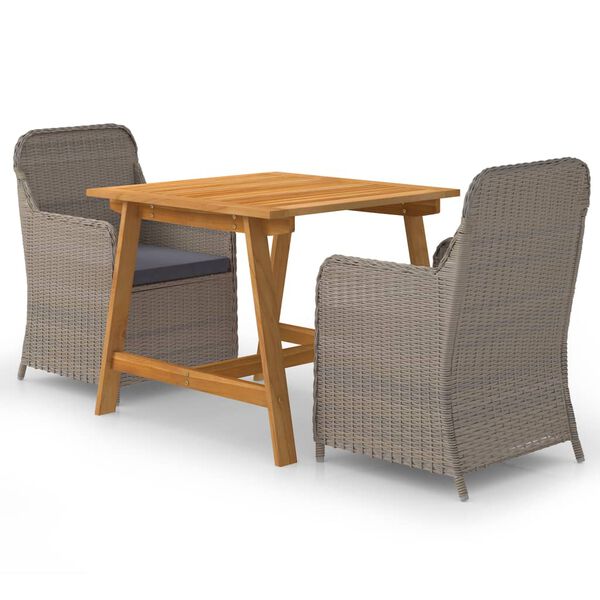 vidaXL Dining Set Brown Solid Acacia wood, PE rattan, Powder-coated steel